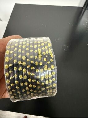 Black Bracelet Set with Gold Glitter Dots